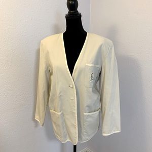 Vintage Esprit Collection Lined Casual Blazer, Dove Grey with insignia, size M